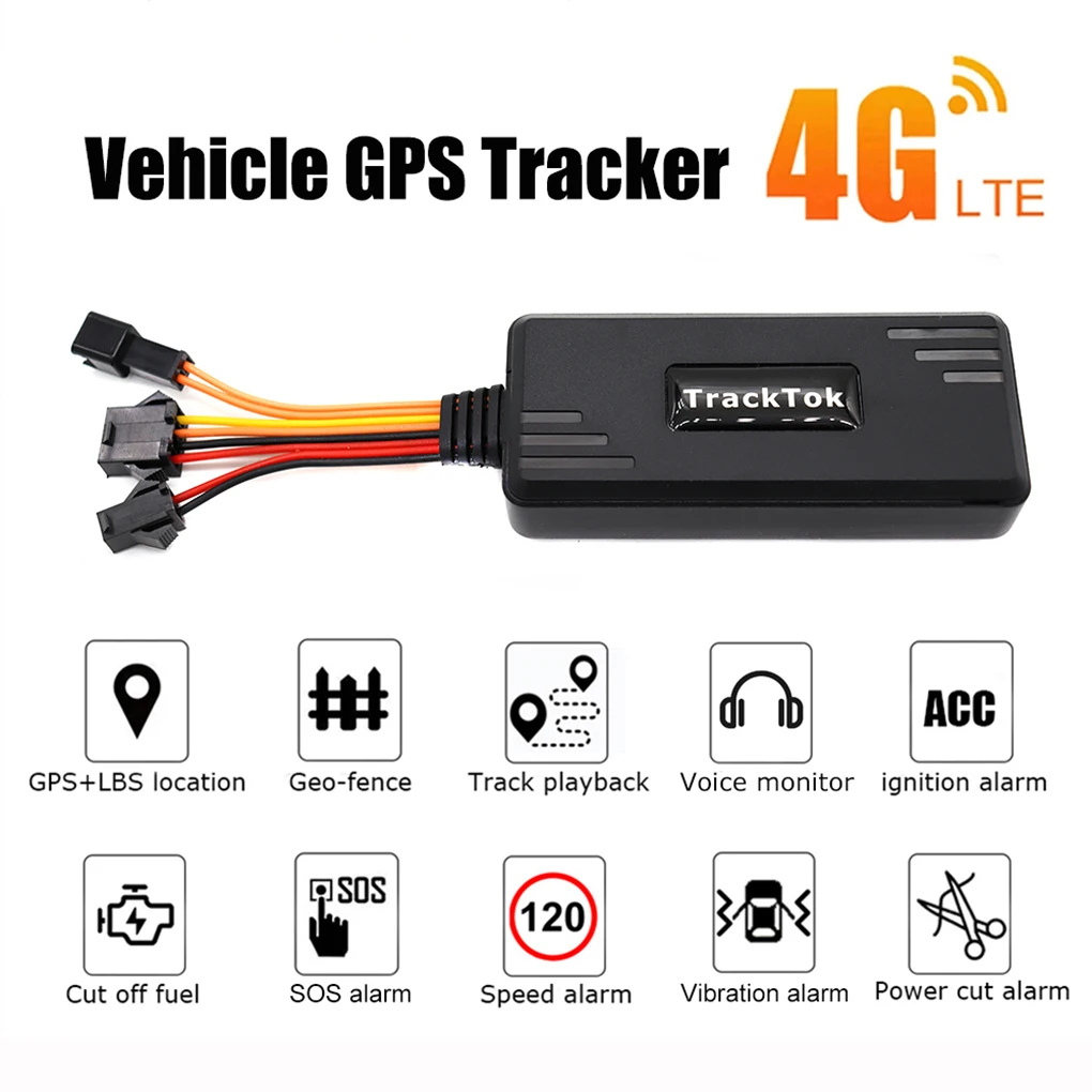 ABS Car Motorcycle 4G Real Time GPS Tracker Remote Cut Off/Listening LIVE/SOS Hardwired Kit Anti-Theft