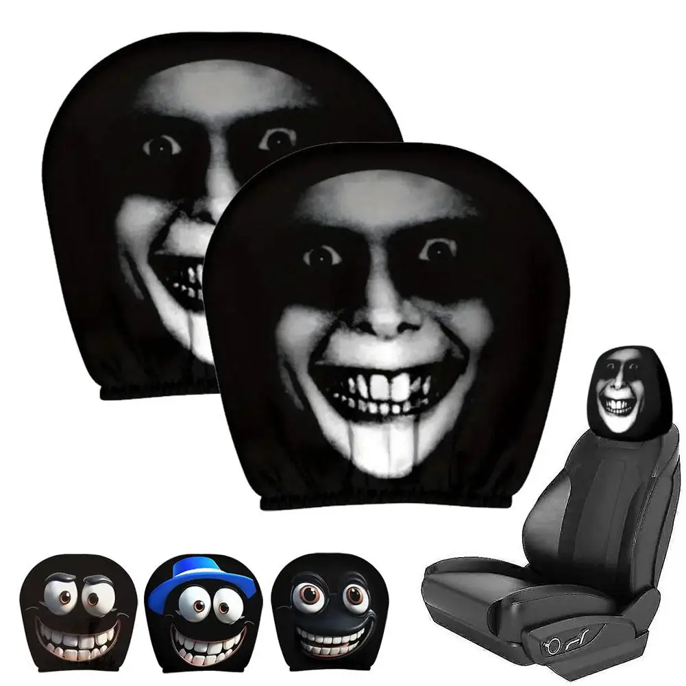 غطاء وسادة سيارة مطبوع عليه وجه رعب، غطاء وسادة مزخرف ناعم ومريح، مسند رأس للمقعد التلقائي، قماش بوليستر قابل للغسل #1
