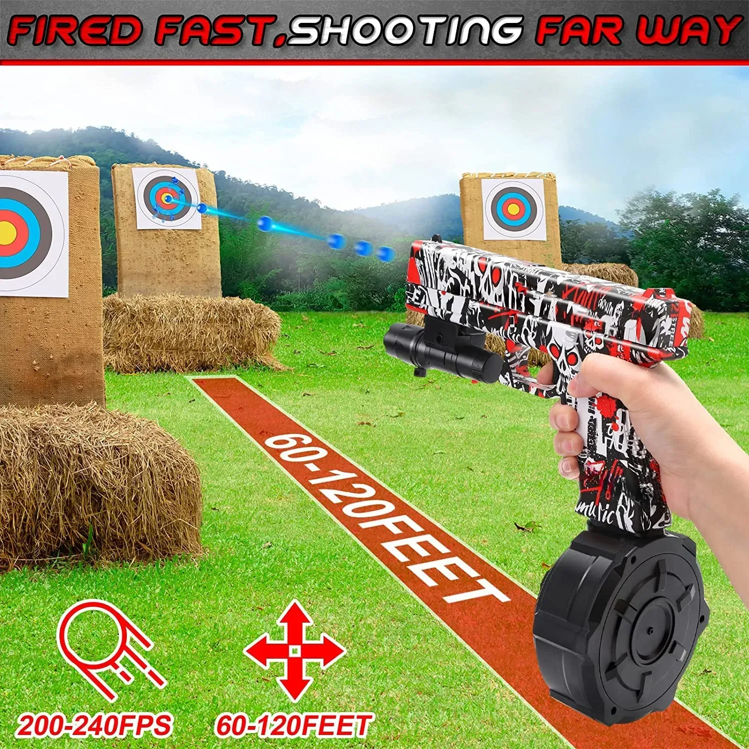 電気水爆弾シリーズのおもちゃの銃、全自動開始、カモフラージュパターンとアクセサリー、ランダムな色、新品、2024