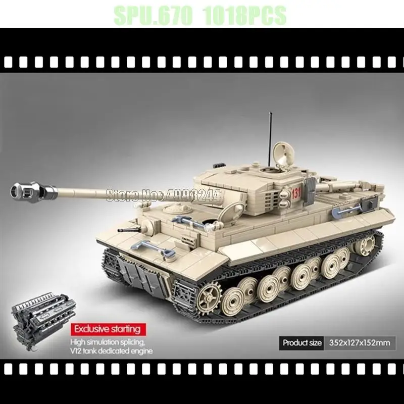 100061 1018 stücke Militär armee Panzer ww2 Panzer 6 Puppen Weltkrieg 2 Waffe Junge Bausteine Spielzeug