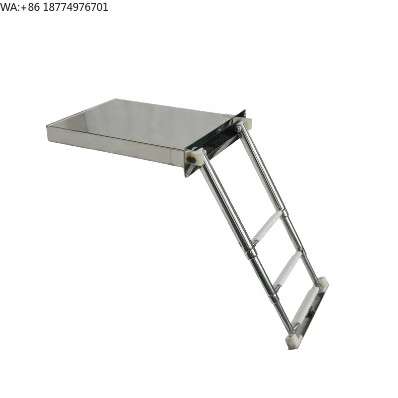 Genuine Marine Stainless Steel 2 Step 3 Step Nonslip Swim Ladder Box Folding Marine Yacht Boat Swim Ladder