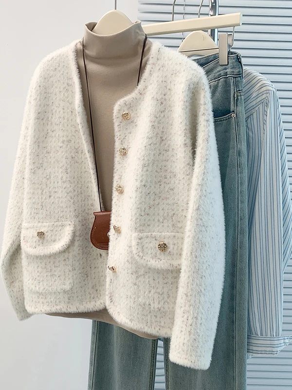 

Аутентичное зимнее новое простое модное металлическое синее круглое трикотажное пальто Ne Long Sve 2023, обычный дизайн све