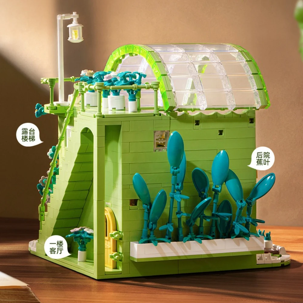 Moc primavera jardim cenário blocos de construção conjunto flor árvore sala cabine casa idéia arquitetônica brinquedos para crianças presentes aniversário