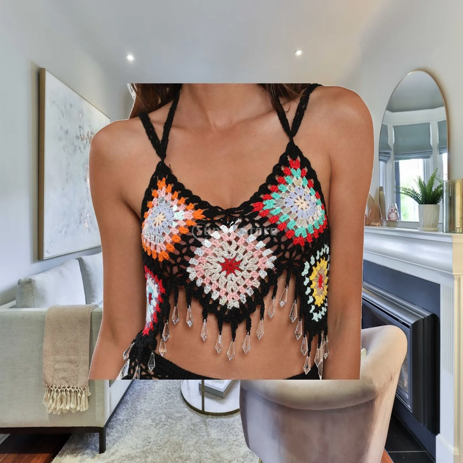 Women's Swimsuit Swimsuit Cover up Crochet with Tassels Comfortable Fabric