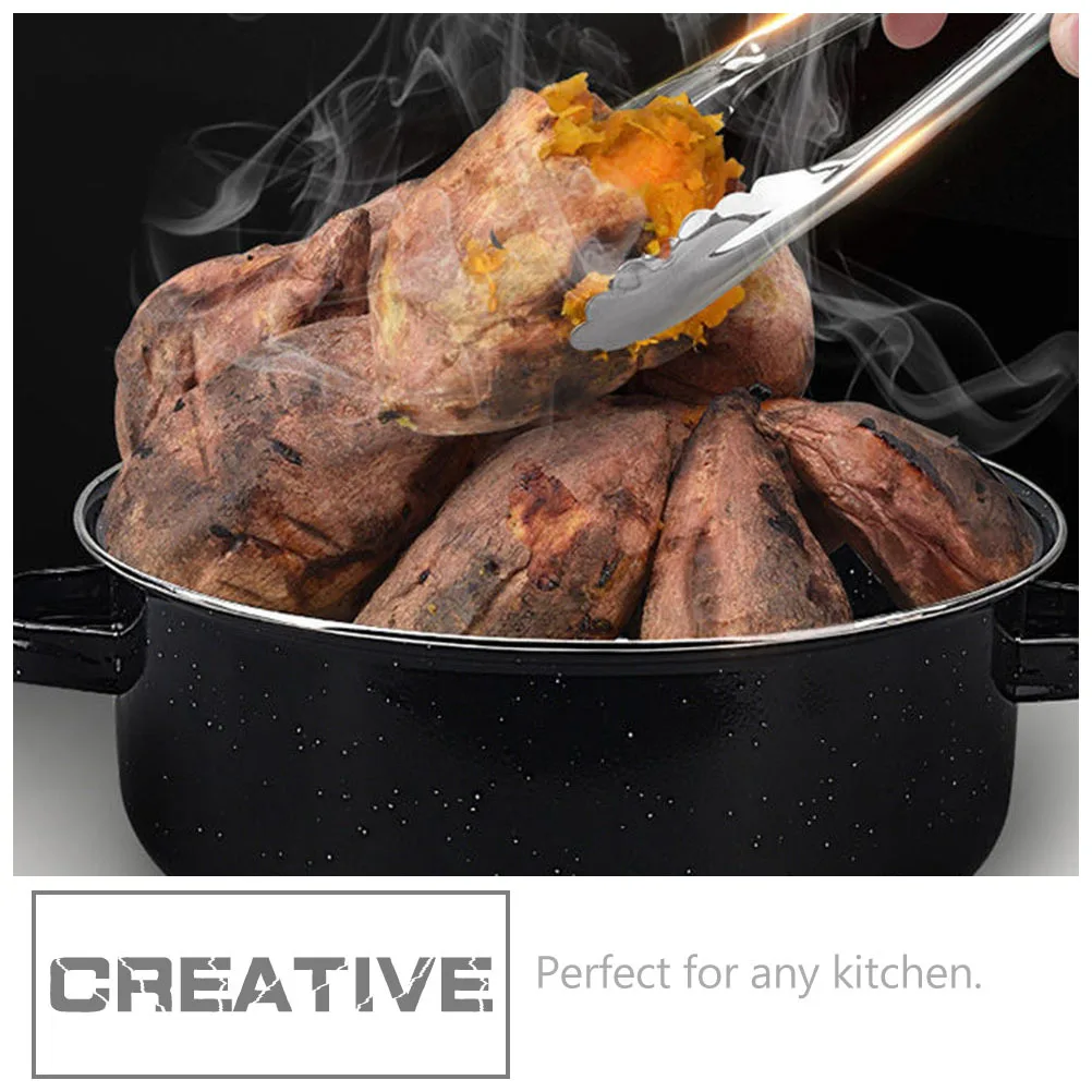 

1 Set Covered Round Roaster Enamel Potato Pot For Roasting Sweet Potatoes Corn Chestnuts Nonstick Baking Pan Kitchen Gadget