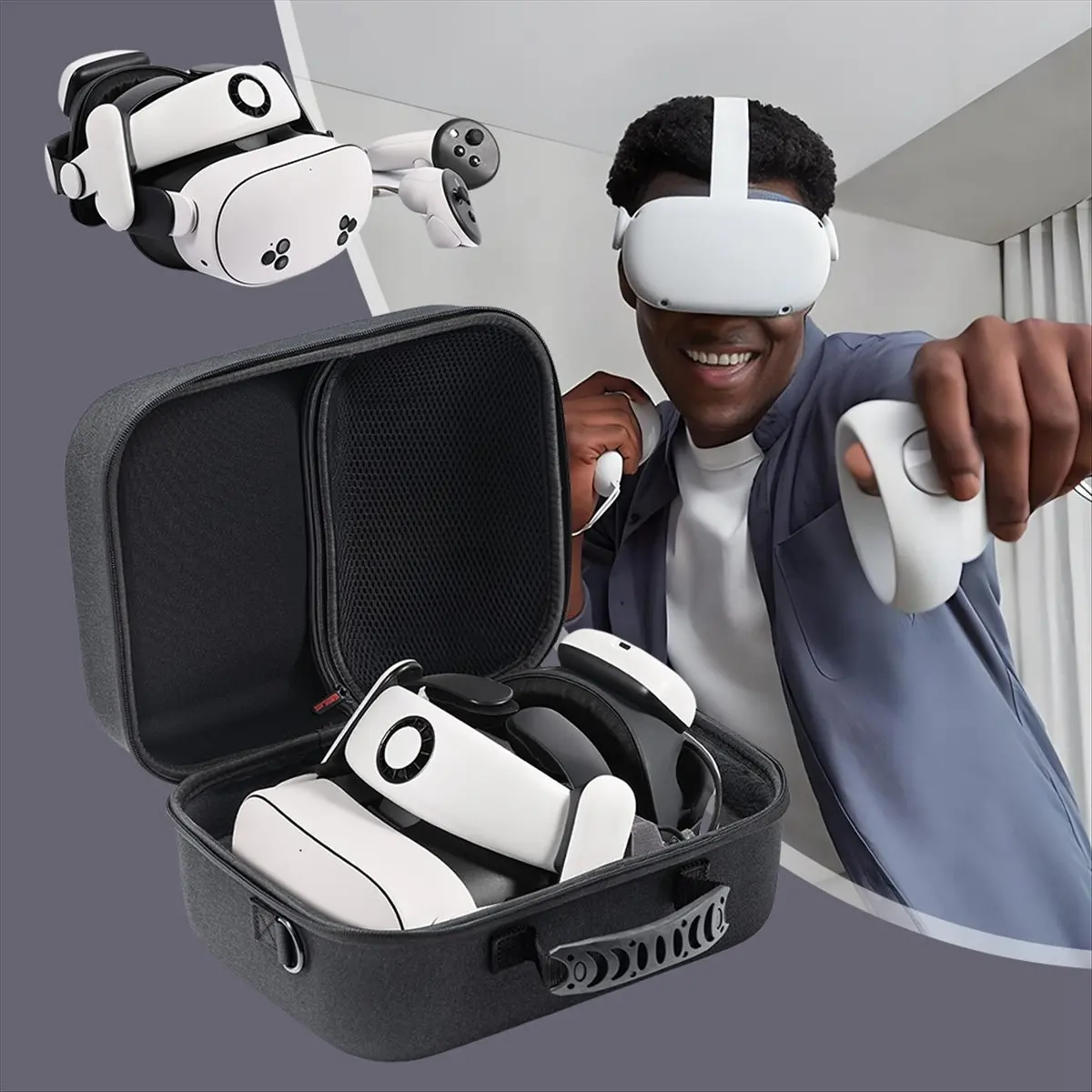 

Сумка для переноски Okay VR для Meta Quest 3S, противоударный защитный чехол для очков VR, дорожная сумка для Quest 3S VR, аксессуары, черный