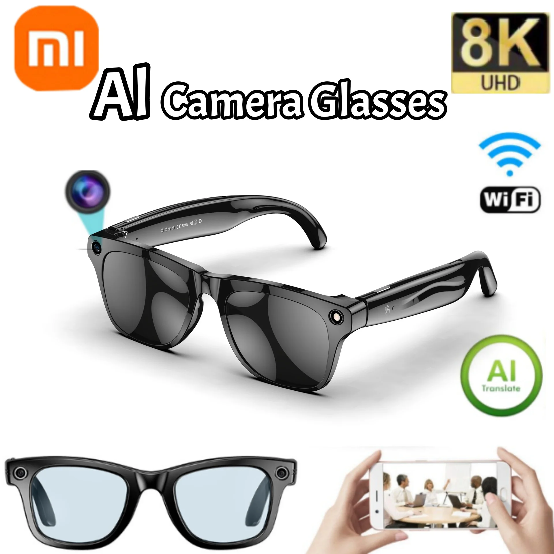 

Xiaomi 4K HD AI умные очки чат GPT 1080P камера Bluetooth вызов голосовой помощник управление умные очки для мужчин женщин