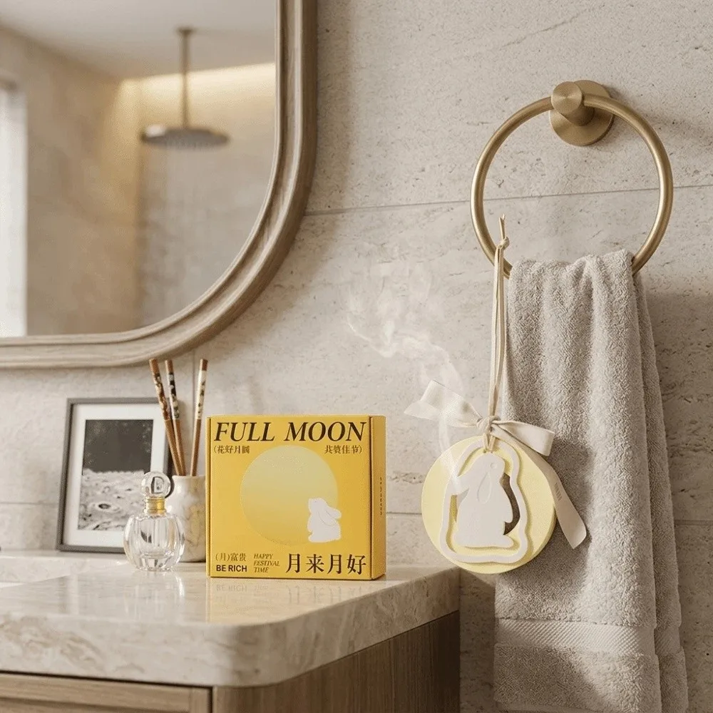Non-fire Hanging Aromatherapy Scented Rabbit Pendant Car Fragrance Diffuser Plaster Long-lasting Moon Festival Aromatherapy