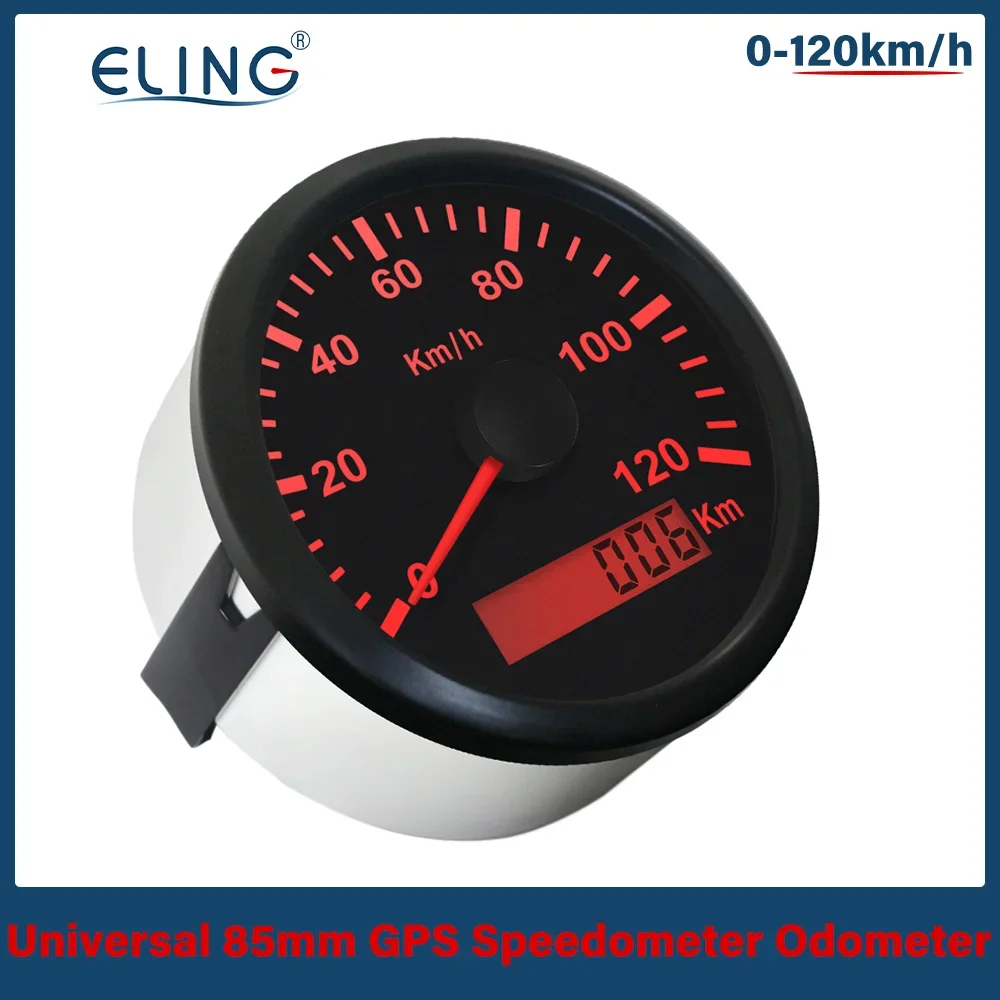 ELING Universal 85mm 120km/h 200km/h GPS Speedometer Speed Gauge 12V 24V Red Backlight IP67 Waterproof  for Car Truck Motorcycle