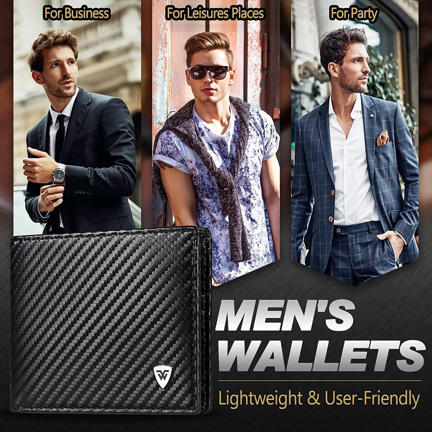 Portafoglio Uomo In Pelle Con Blocco RFID - Protezione Carte, Meccanismo Pop-Up, Sottile E Compatto - Nero
