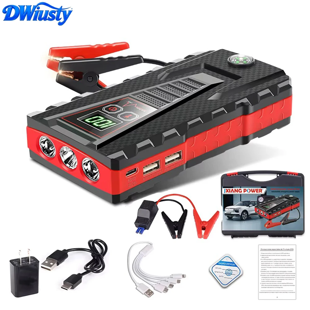 Arrancador de Coches DWiusty de 6000 mAh, Dispositivo de Arranque de Emergencia de 12 V, Banco de Energía Portátil, Sistema de Carga Automotriz, Arrancador de Vehículos