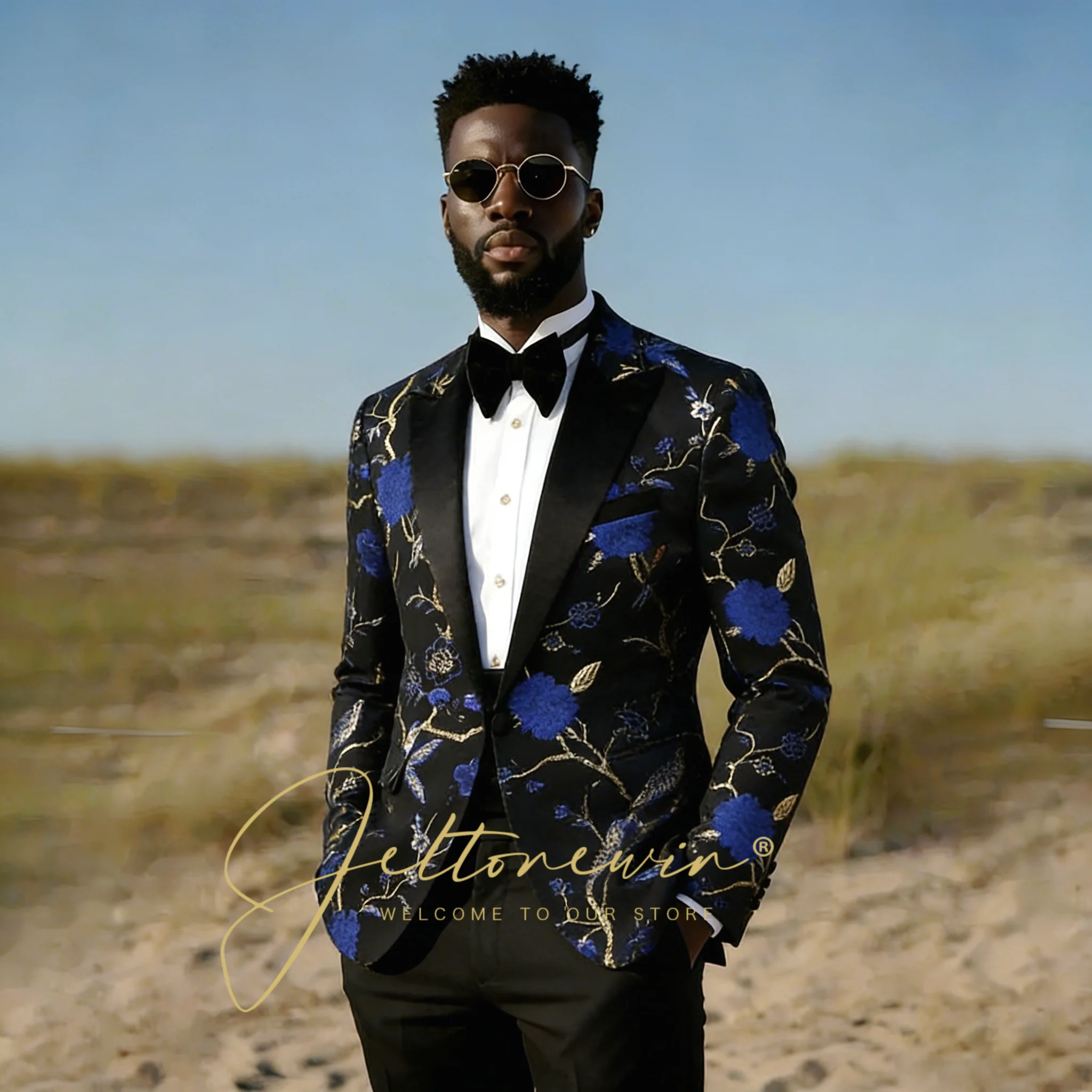 

Luxury Floral Jacquard Suits Men For Wedding Slim Fit Male Party Blazer Pants Sets Peaked Lapel 2 Pieces Set Groom Tuxedos 2026