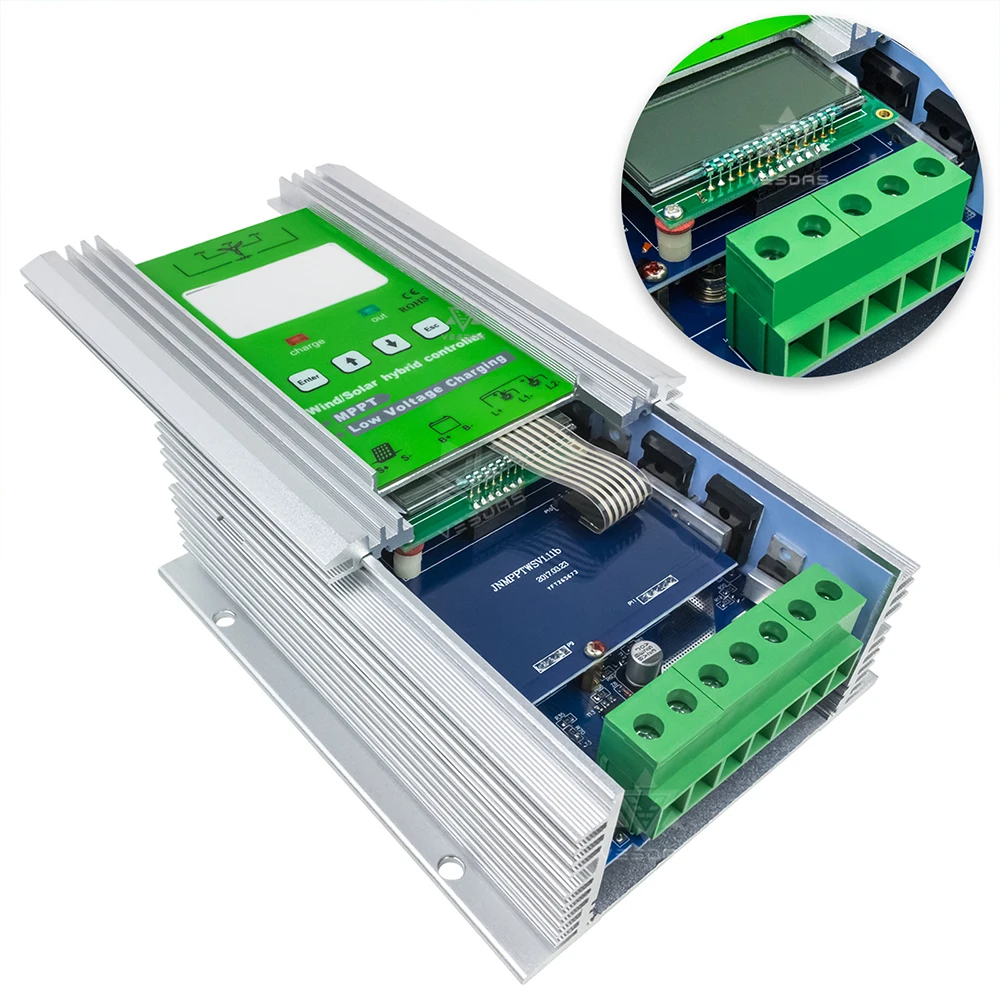 Imagem -02 - Opcional 12v 24v Inteligente Mppt Impulsionador Vento Solar Híbrido Controlador de Carga para o Vento 0- 800w Solar 0- 600w com Carga de Descarga 5501400w