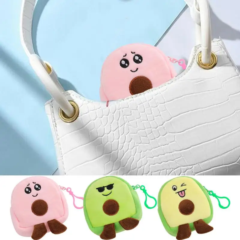 Porte-monnaie en peluche d'avocat mignon, poudres de fruits, petit portefeuille, porte-monnaie de dessin animé, sac en peluche d'avocat, pendentif à la mode