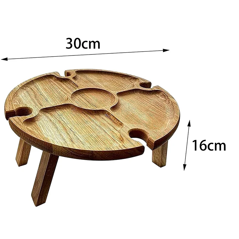 Portable Beach Table Outdoor Folding Small Wine Desk 2 In 1 Wooden Picnic Food Table Drink Wine Glasses Holder Picnic Board