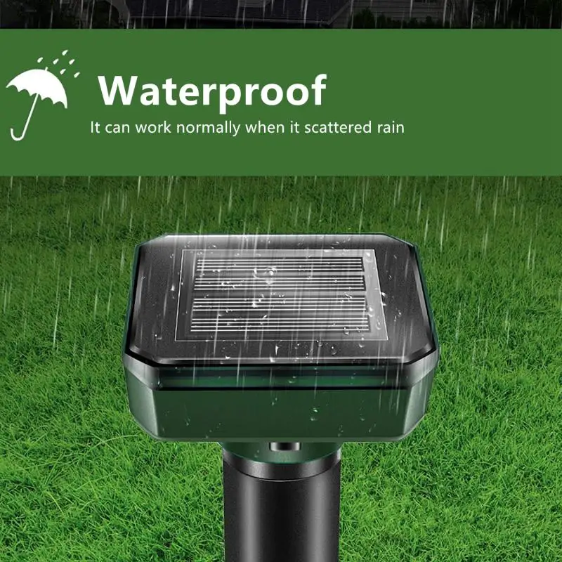 Ultrasonic Solar Power Animals Waterproof Repellent for Outdoor Pest Rodent Gopher Deterrent Vole Snake Chaser