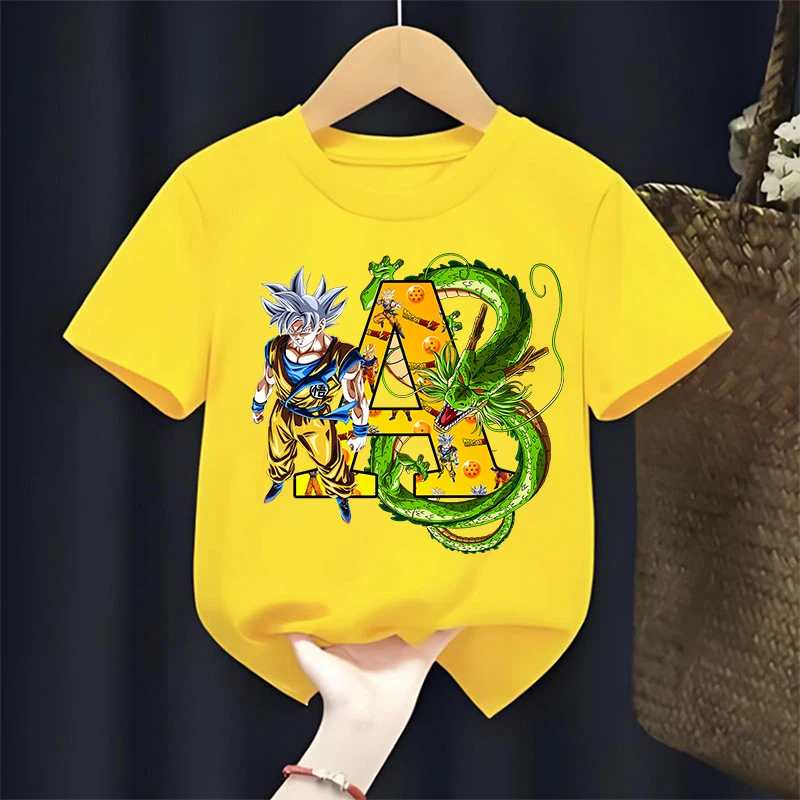 Cartoon Dragon Ball Goku Kleidung Baumwoll-T-Shirt für Teenager Niedliches Anime-Schriftzug-Kurzarmshirt Sommer Weiches Atmungsaktives Shirt Süße Oberteile