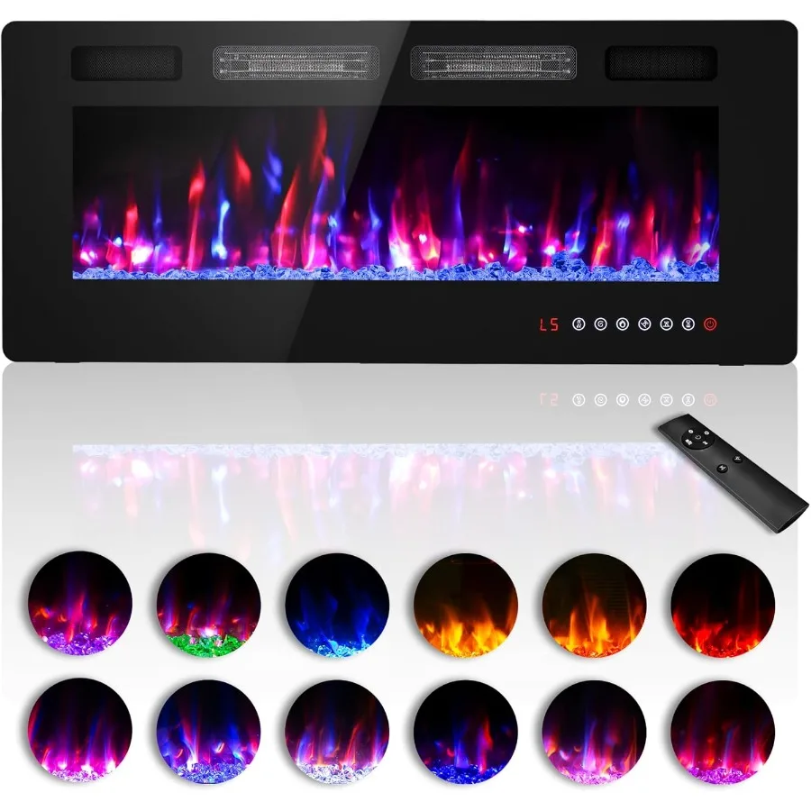 

42-дюймовый электрический камин для настенного крепления гостиной или отдельно стоящей установки с функцией диммера с дистанционным управлением