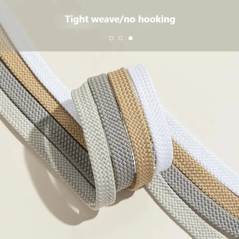 1Pair Classic Fabric Flat Shoelaces for Sneakers - Quality White & Black Shoe Laces for Shoes