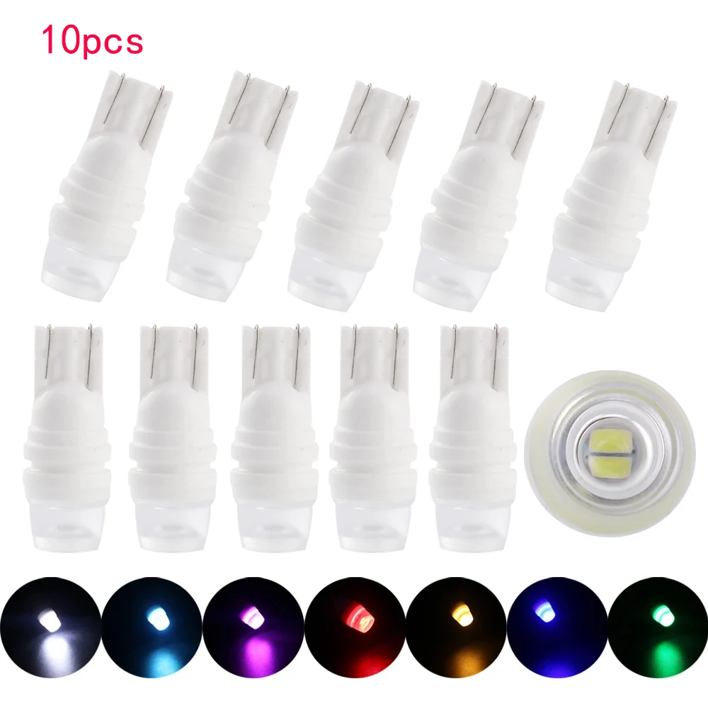 

10PCS T10 W5W 2835 Ceramic Car Led Light 194 168 Auto Bulbs 12V DC White Blue Yellow Red Green Pink Ice Blue 80Lm