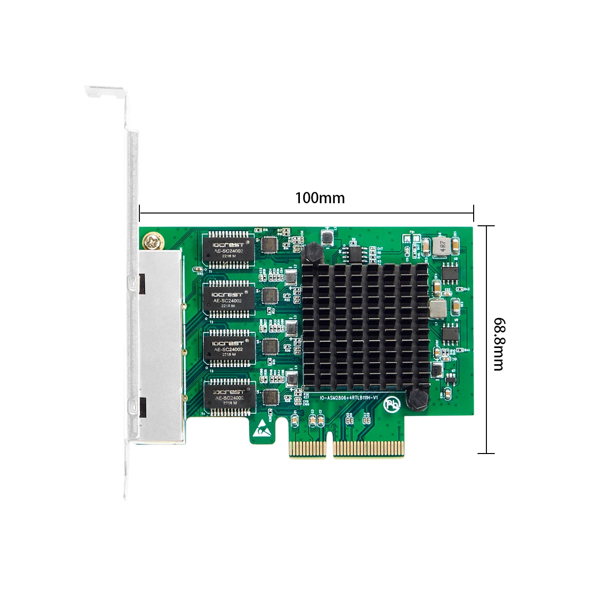 IOCREST PCIe x4 4 Ports Gigabit Ethernet Controller Card 1000Mbps NIC Realtek RTL8111H Chips Designed for Lenovo Small Cases