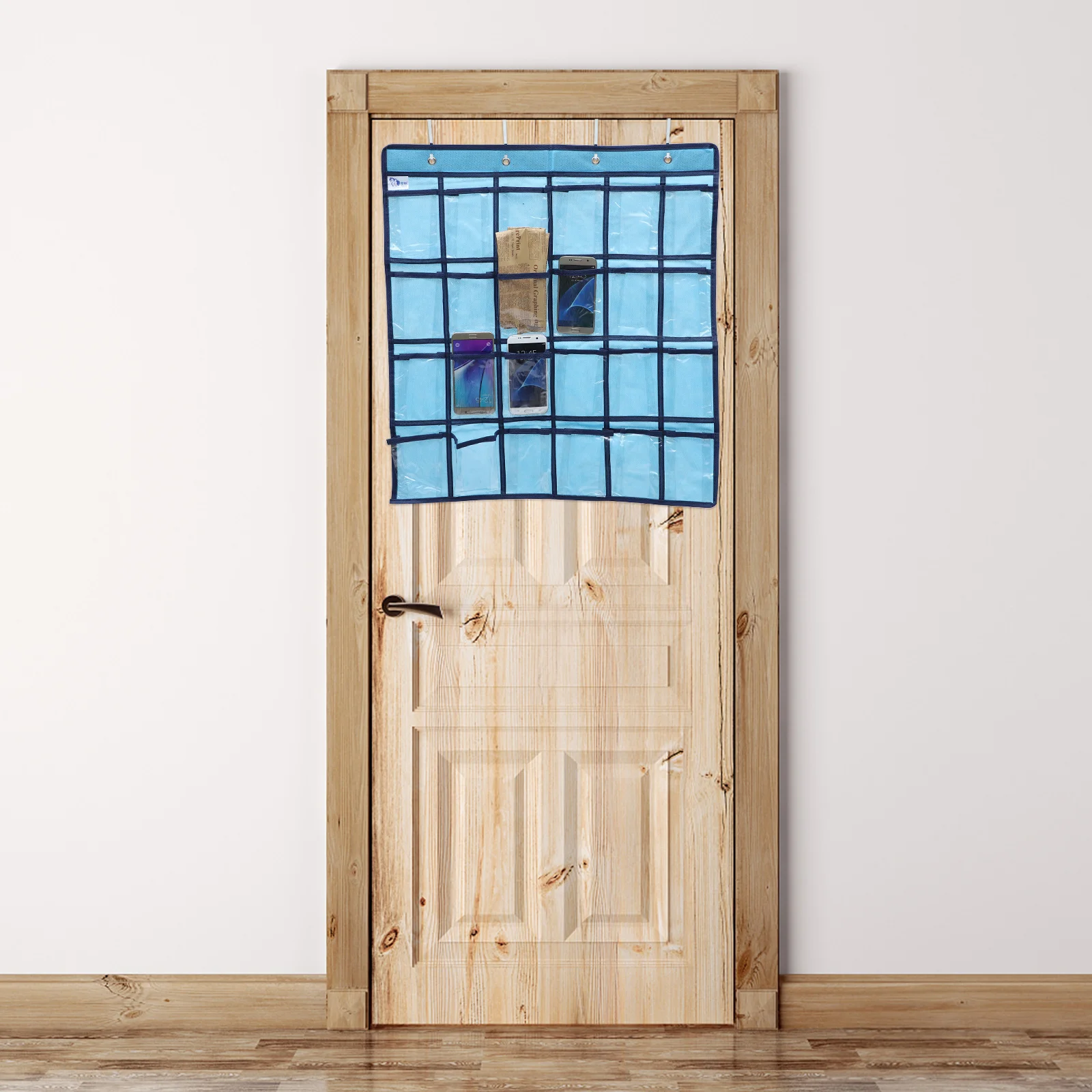 

24 Pocket Hanging Storage Bag Phone Cell Phones Holder Calculator Organizer Clear Pockets Classroom Dormitory Office