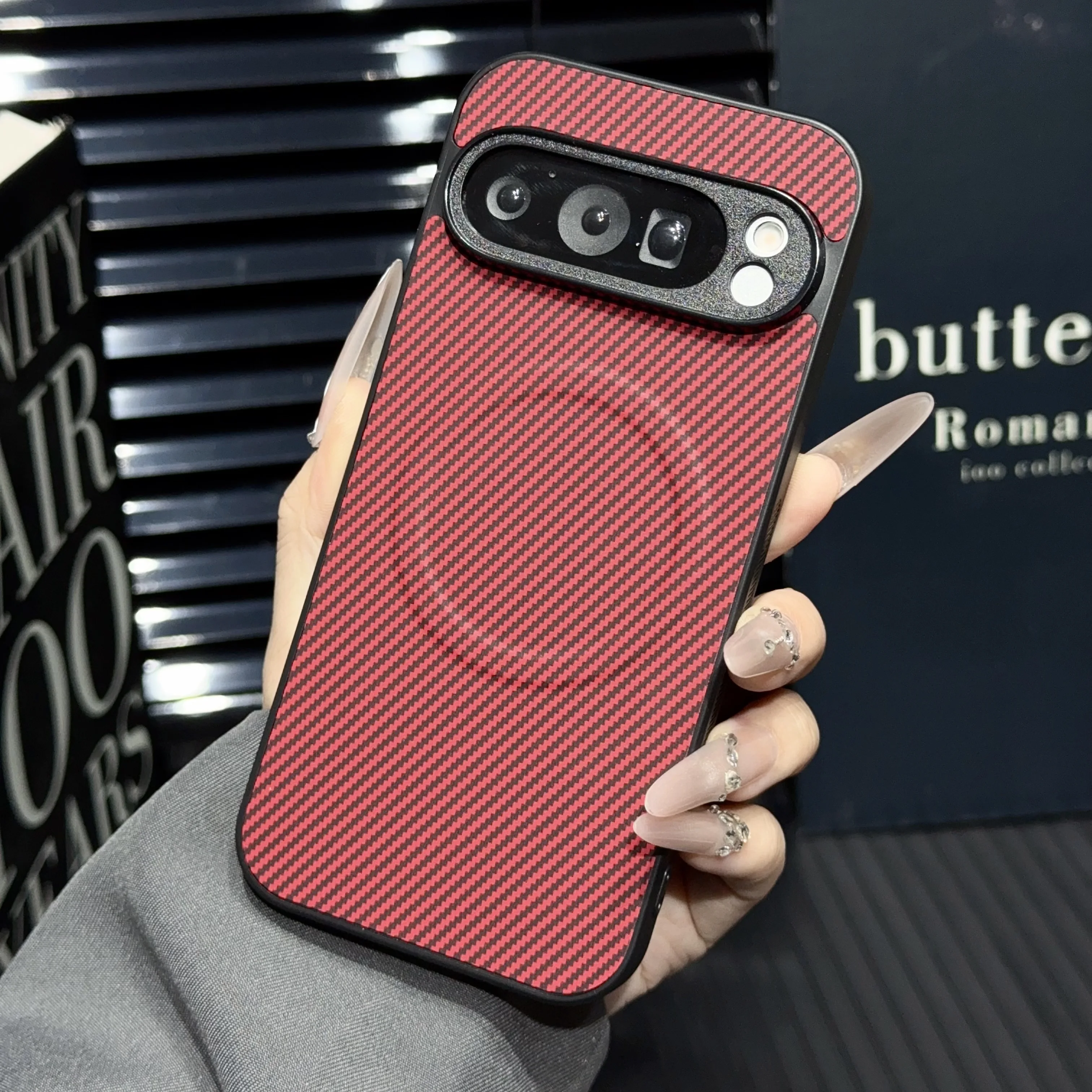 Kohlefaser-Textur Magnetische Handyhülle für Google Pixel 7 7A 8 8A 9 9A 10 Pro XL Schlanke Schutzhülle mit Rutschfestem Rand