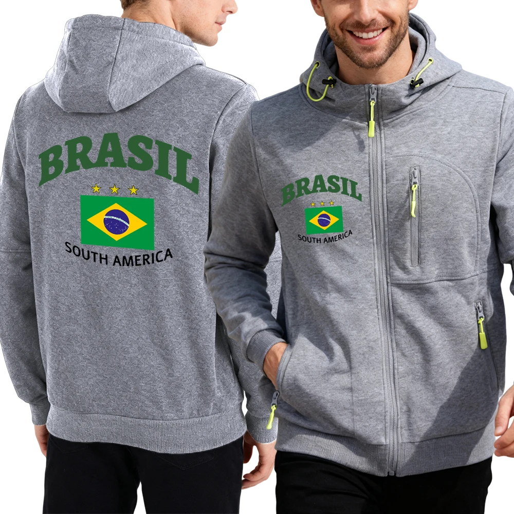 

Brasil South America Prints Male Zipper Hoody Hip Hop Hooded Sportswear High Quality Fashion Hoodie Autumn Casual Streetwear