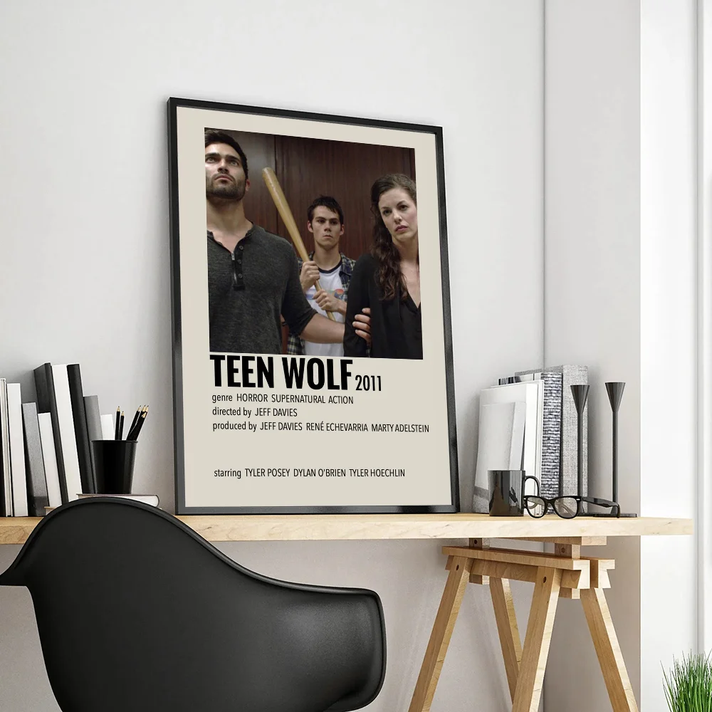 ملصق فني ذاتي اللصق لفيلم الذئب في سن المراهقة ، مطبوعات ورقة بيضاء ، أعمال فنية ، ديكور منزلي