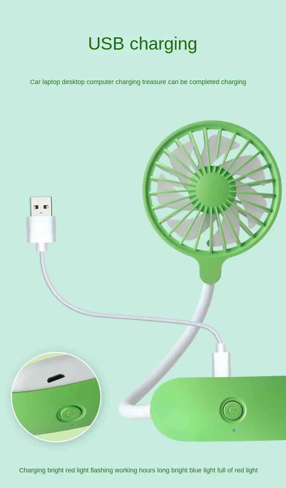 Sommerlicher, tragbarer USB-Nackenventilator für Sport, Zuhause, Büro, Reisen und Outdoor-Aktivitäten – Detail 2