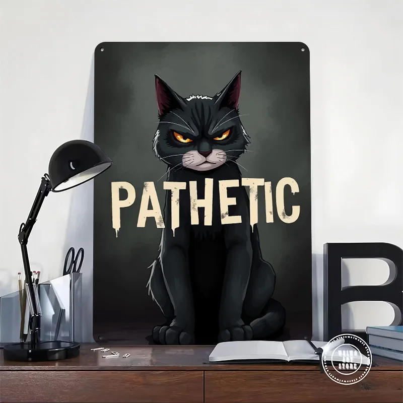 Funny Angry Cat Personalized 3D Textured Metal Poster Wall Art Vintage Tin Signs for Desk Decor Room Article Decoration Gaming