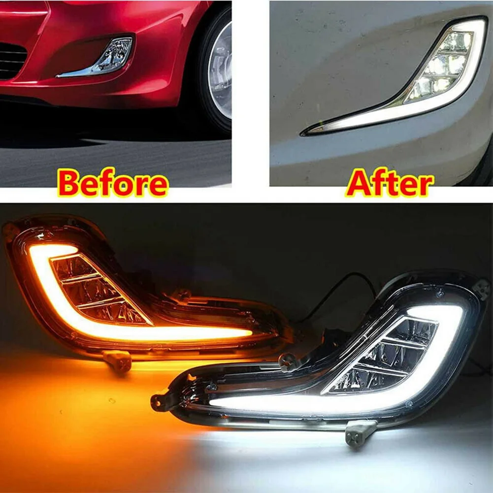 DRL White & Amber Daytime Running Light Fog Light Signal Lamp for Hyundai Accent Solaris Verna 2010-2013