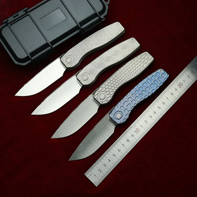 LEMIFSHE Mini FSD 154CM hoja mango de titanio rodamientos de cerámica bolsillo EDC herramienta Camping cocina cuchillo plegable al aire libre