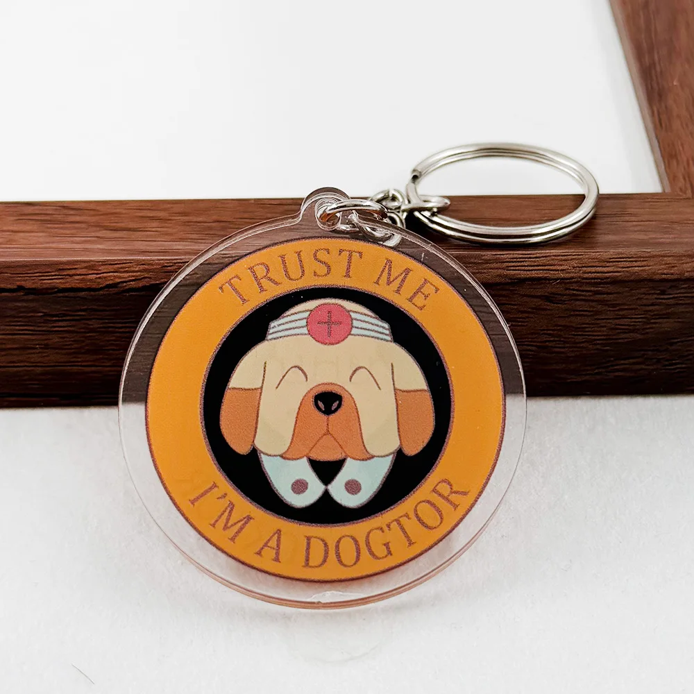 Funny Ducktor Dogtor Acrylic Keychain Trust Me I'm a Doctor Keyring Cute Animal Physician Pendant Nursing Student Jewelry Gift