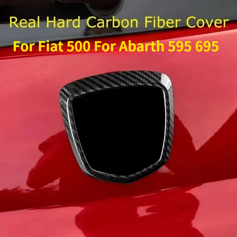 

For Fiat 500 For Abarth 595 695 Real Hard Dry Carbon Fiber Rear Logo Decoration Cover Frame Modification Body Kit Exterior 12~23