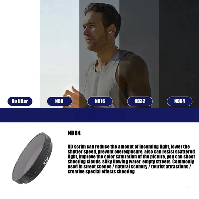 A99E-Camera Lens Filter For Insta360 GO3S ND8 ND16 ND32 ND64 Lens Filter Neutral Density Filter Camera Filter Accessories