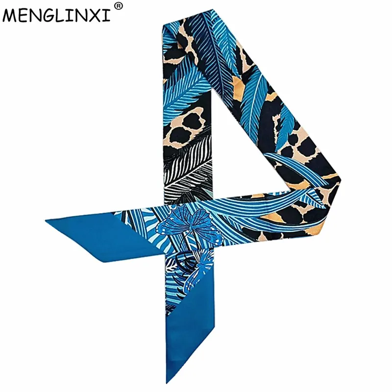 Leopard Butterfly Print New Skinny Scarf Women Silk Scarf Luxury Brand Foulard Fashion Ladies Bag Head Scarf Wholesale