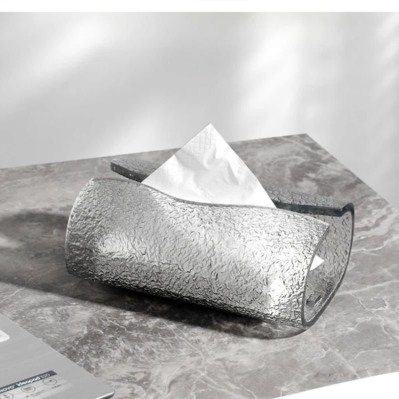 European modern advanced tissue box coffee table household light luxury art pumping paper home decor