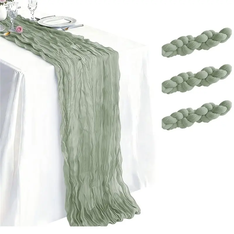 [NEWA64Z!】 Green For Wedding Baby Shower Bridal Shower Easter Holiday Birthday For Home Decor 3-Pack Cheese Cloth Table Runners