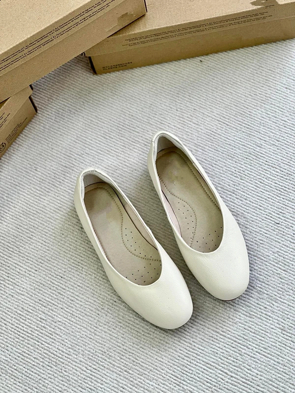 Maxdutti French Fashion Ladies Commuter Loafers Women Casual Flat Shoes Retro Lazy Style Genuine Leather