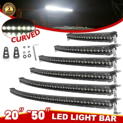 HL 20/26/32/38/44/50 pollici LED Light Bar curvo singola fila 6D proiettore Len Spot Flood Combo Beam luce di guida per camion fuoristrada