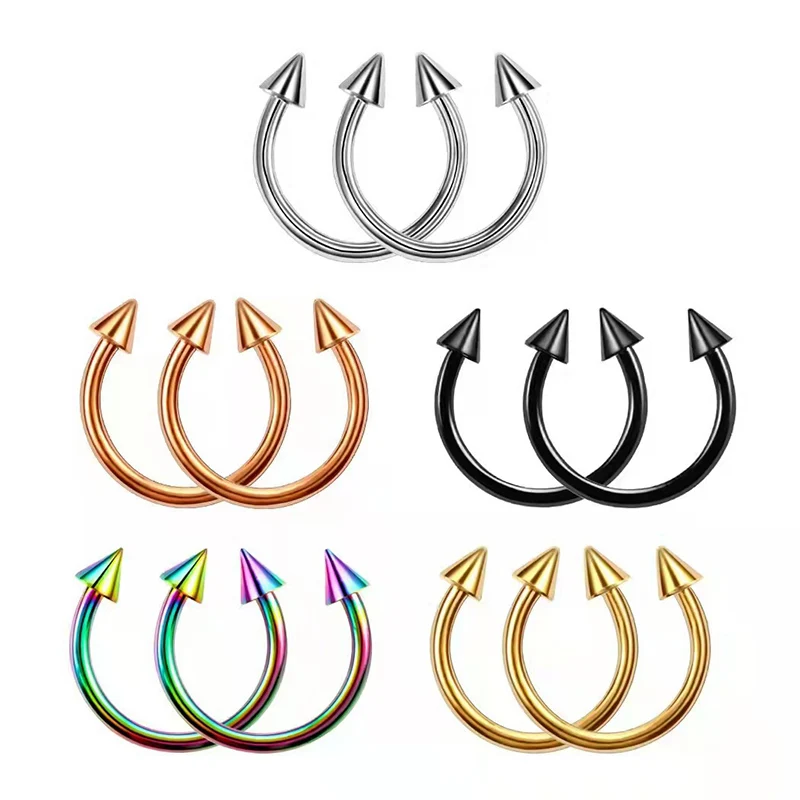 1pc Fashion stainless steel Horseshoe Fake Nose Ring C Clip BCR Septum Lip Piercing Falso Nose Rings Hoop For Women Men