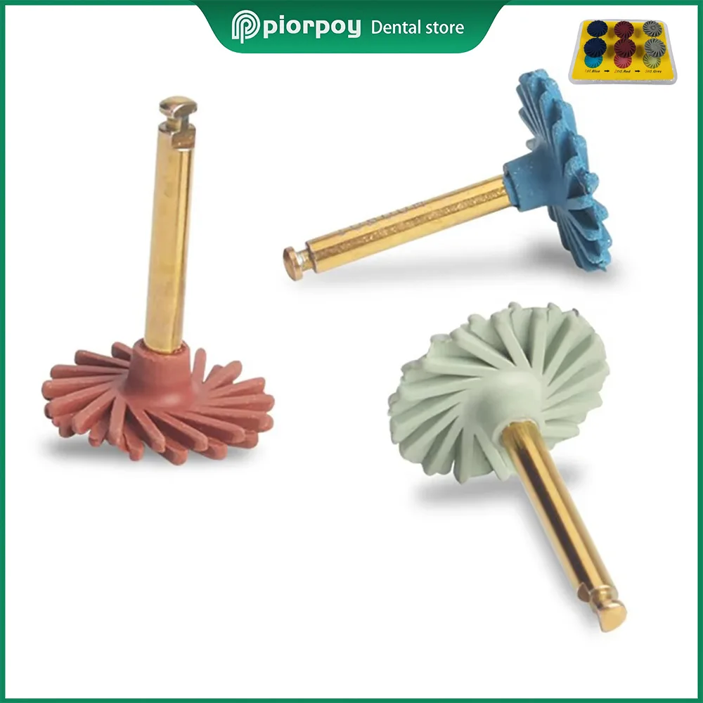 

PIORPOY 6Pcs Dental 14mm Wheel Spiral Flex Brush Rubber Polisher Composite Rubber Prinding Disc Diamond System RA Disc Kit