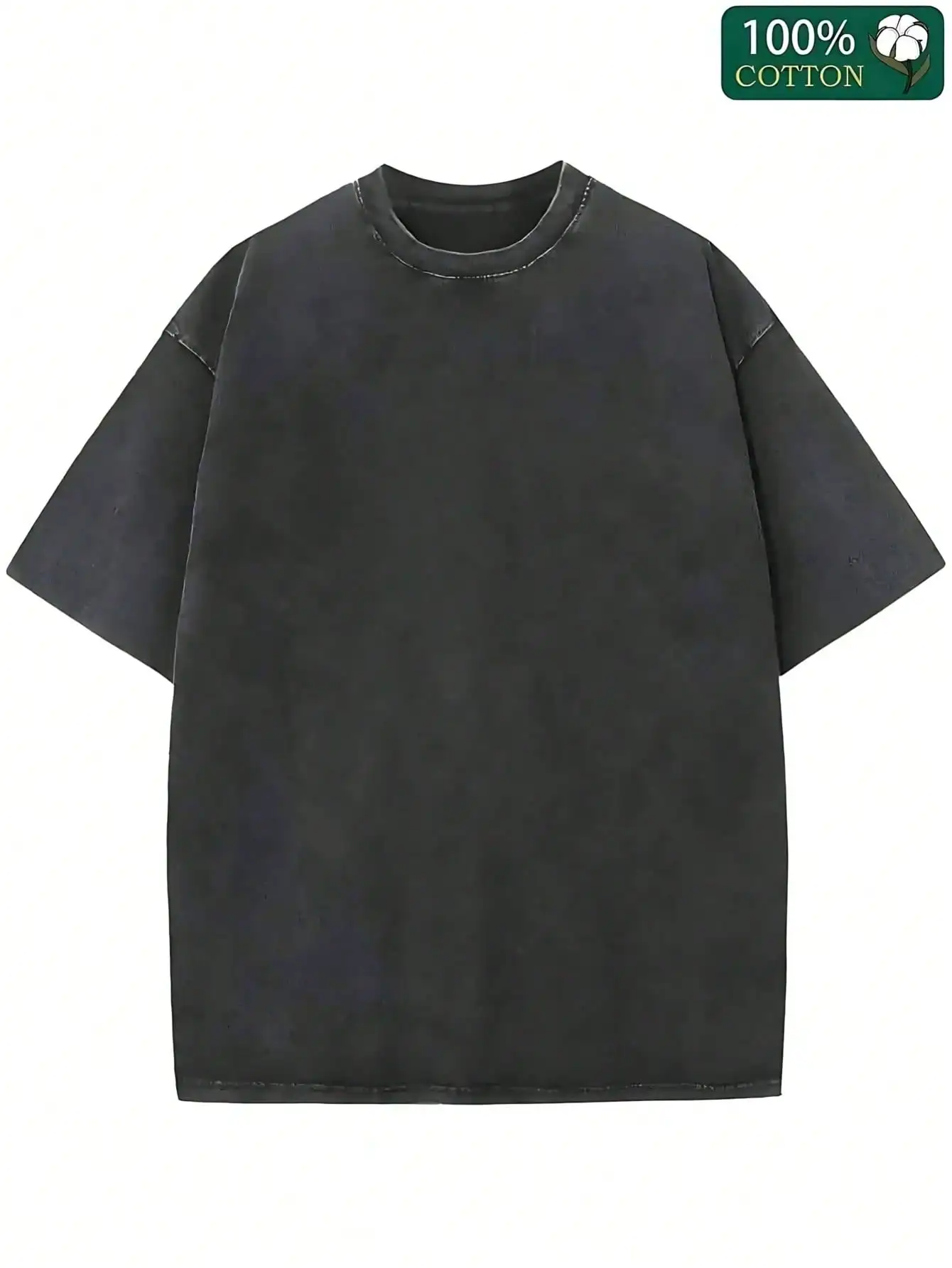 230g Washed-Shirt Black Washed Cotton-Shirt Featuring Pizza Tree Design With Snowflakes And Lights - Unisex, Oversized Fit, Festive & Ca