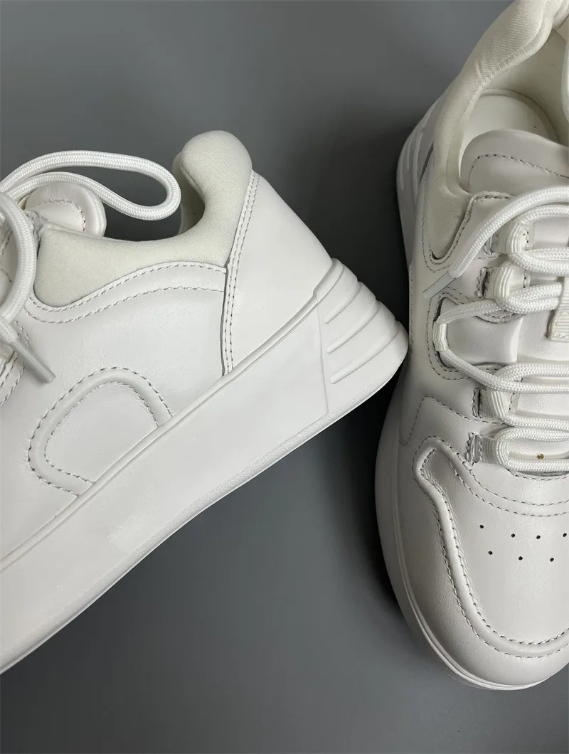 Jenny&Dave 2024 Solid  Shoes Women Sneakers Women Retro Thick Soled Leather Sports Shoes Women Fashion Causal