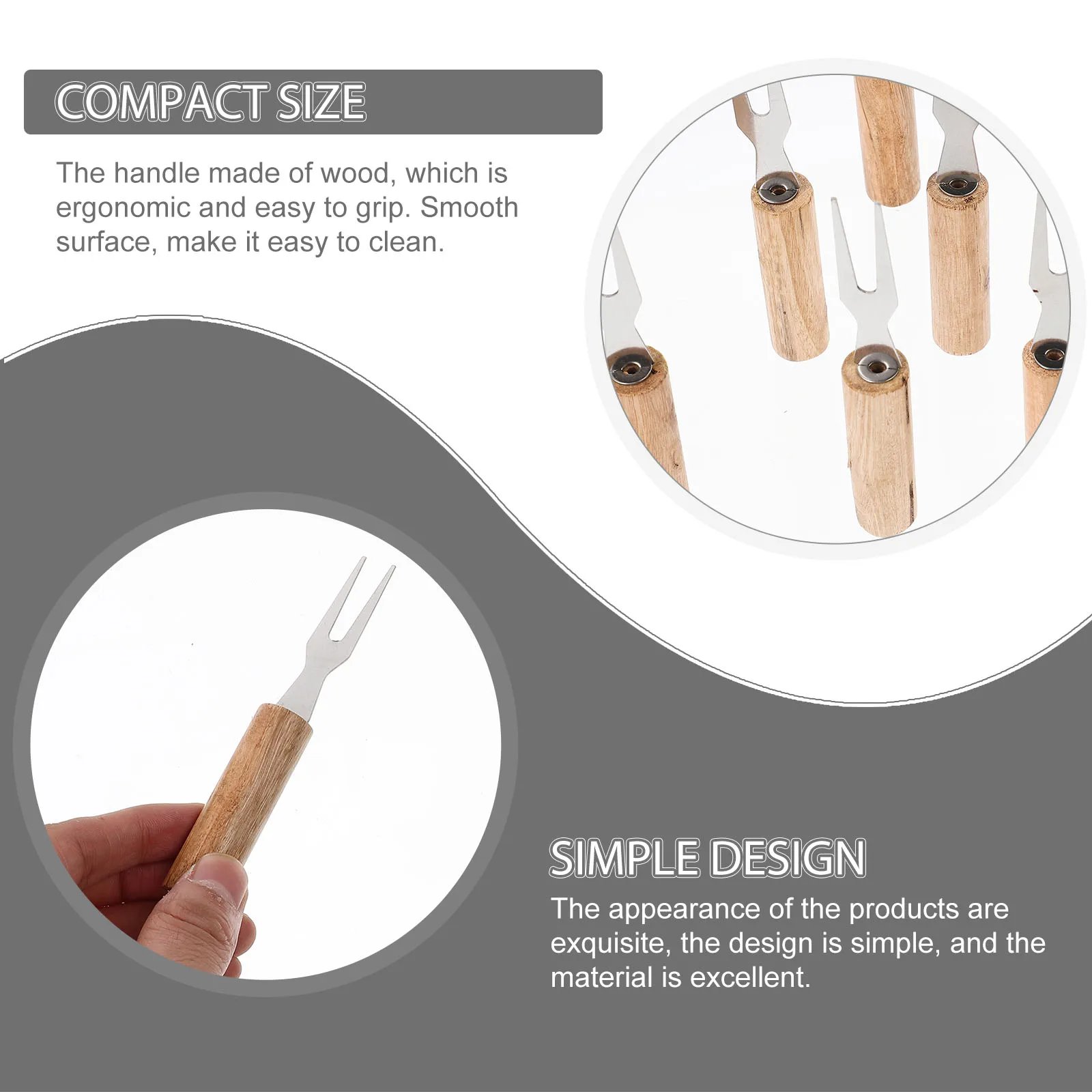 

6 Pcs Forks Stainless Steel Corn Corn Holders Holders Wood Handle Grill Tools Reusable Skewers Outdoor Accessories