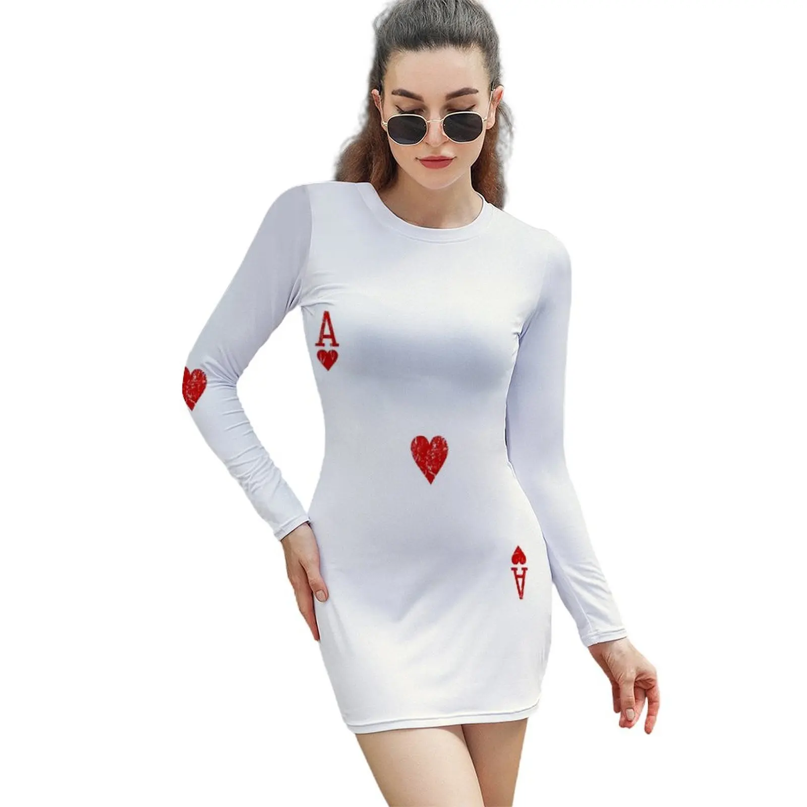 

Ace of Hearts Playing Card Long-Sleeved Sheath Dress Women's summer dresses women clothes