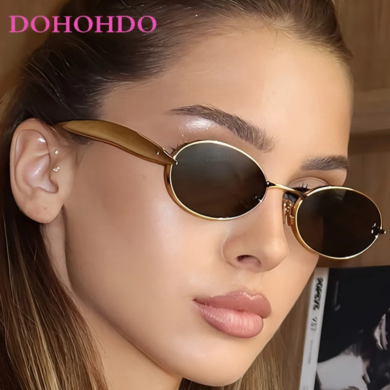 

2025 New Luxury Designer Punk Metal Oval Women Sunglass Trend Retro Small Frame Men Sunglass Outdoor Driving Shades Ladies UV400