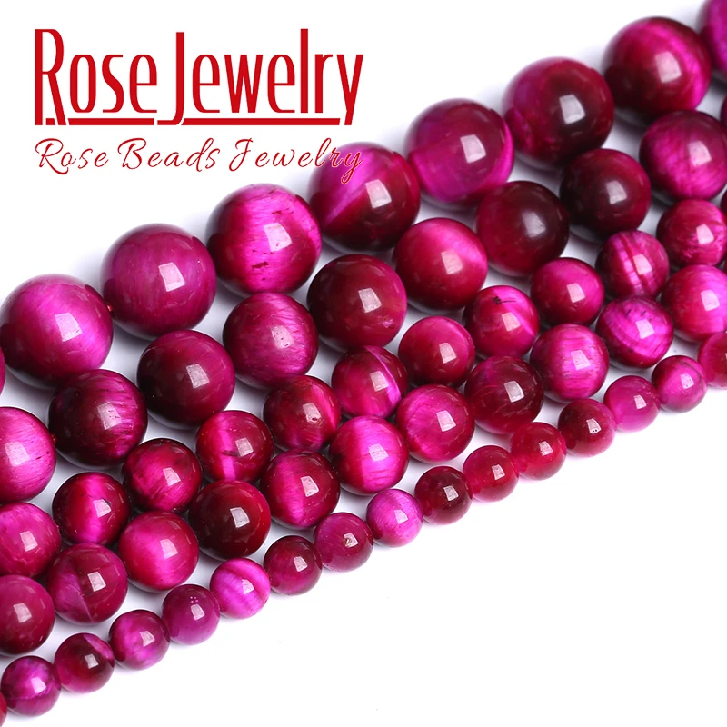 AAAAA+ Natural Rose Pink Tiger Eye Stone Round Beads For Jewelry Making Loose Beads DIY Bracelets Accessories 4 6 8 10 12 14mm