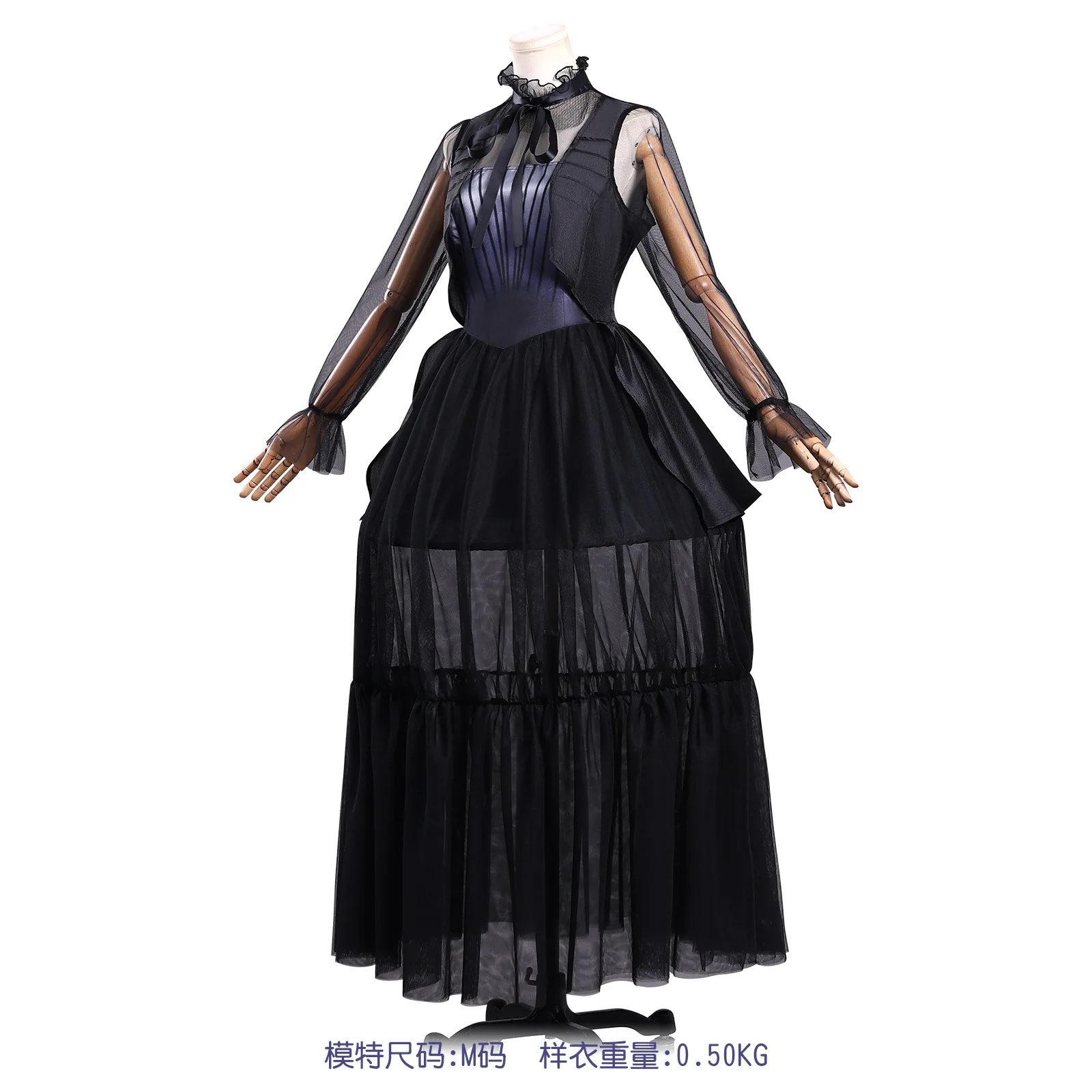 أزياء الهالوين موهير التأثيرية، فستان حفل قوطي أسود، شعر مستعار لحفلات الهالوين، أزياء تنكرية للحفلات للنساء والفتيات #2